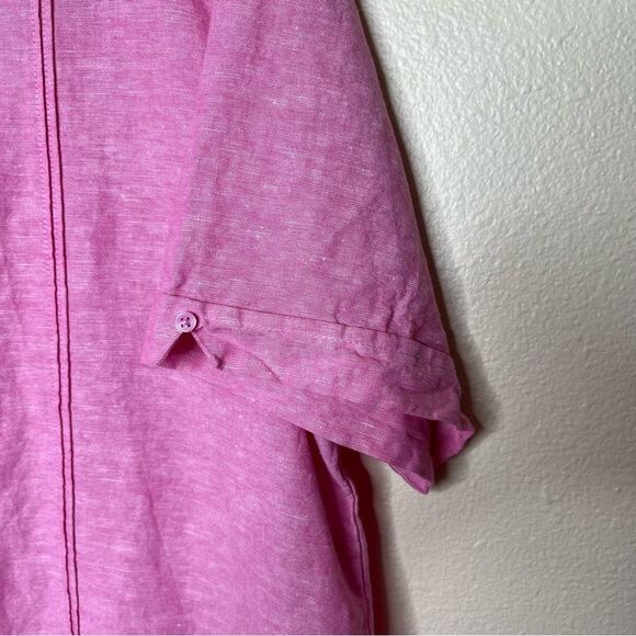 Cubavera Linen Blend Pink Panel Shirt Short Sleeve Button Front Men Size XL - Picture 6 of 13
